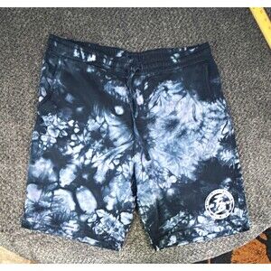 Independent Men's Tie-Dye Fleece Shorts Black/Gray M 32 w/Pkts Fog Bank Logo